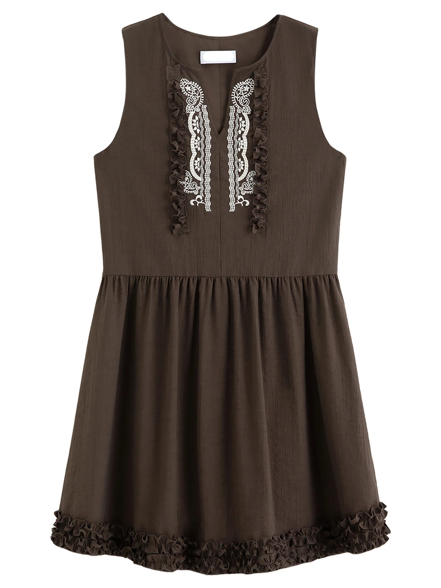 V-Neck Sleeveless A-Line Midi Dress
